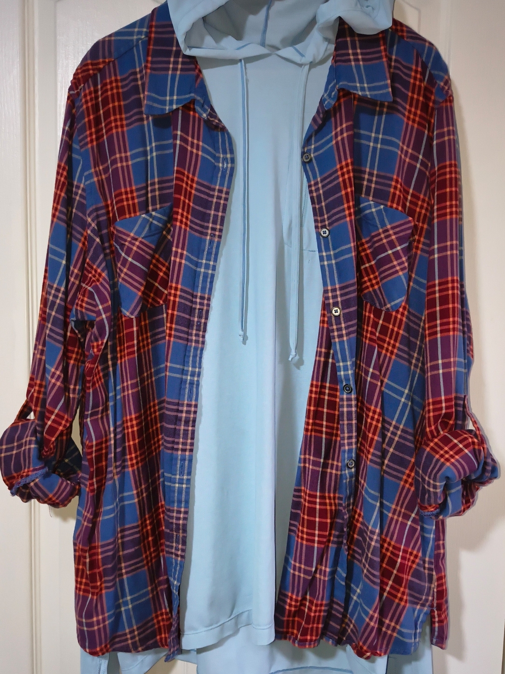 Natural Reflections Women's XXL Blue & Red Plaid Button-Up Shirt